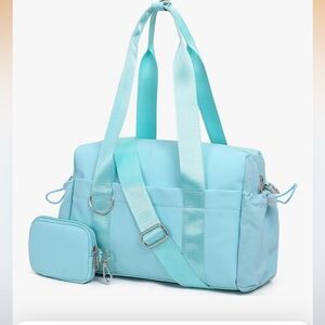Light Aqua Women's Mini Gym Tote Bag with Removable Strap.  NWOT